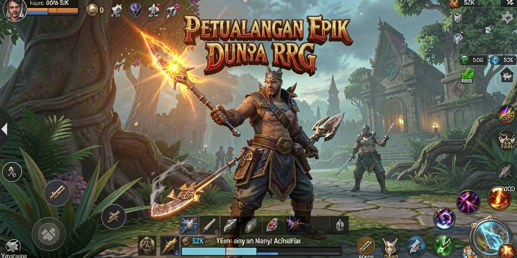 Tangkapan layar gameplay 5ZK yang menunjukkan aksi pertempuran RPG.