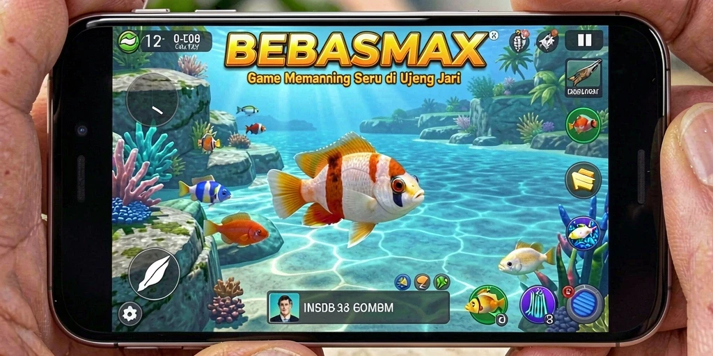 Tampilan gameplay memancing yang seru dan mendebarkan dalam BEBASMAX.