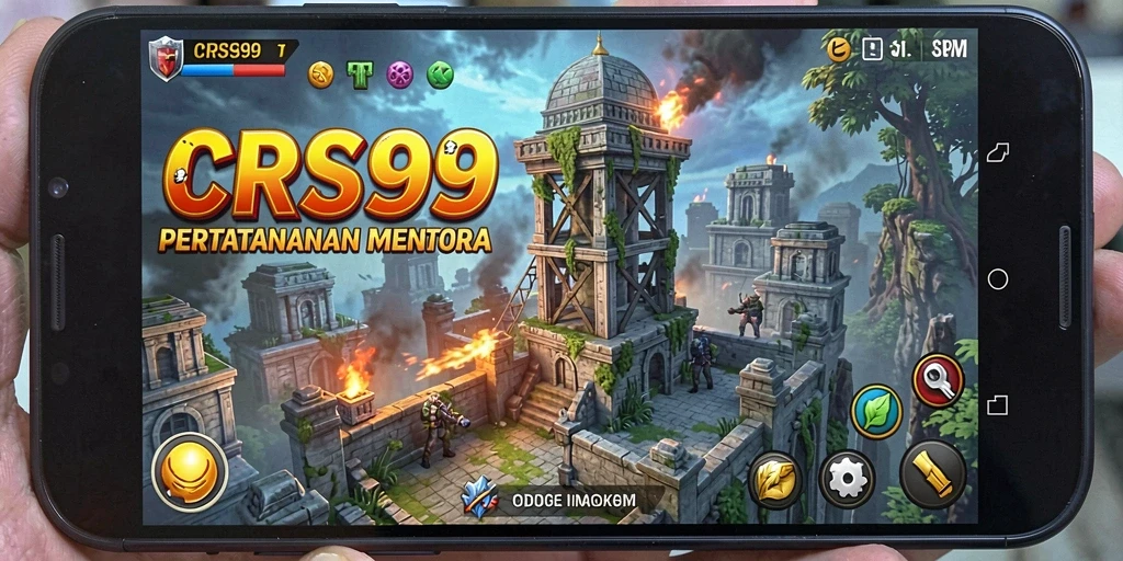Tampilan gameplay menegangkan di CRS99 dengan pertahanan menara yang strategis.