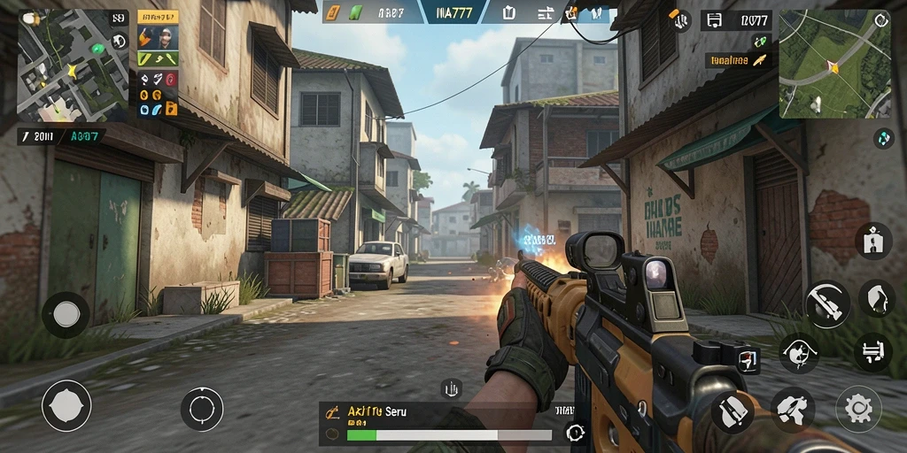Screenshot gameplay INA777 menampilkan aksi tembak-menembak yang intens.