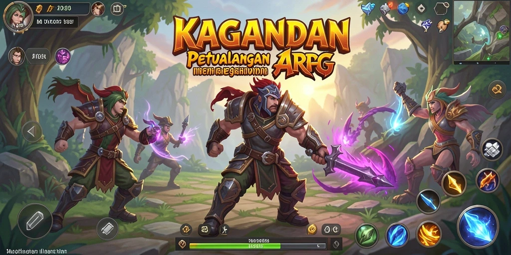 Screenshot gameplay KAGANDAN menampilkan pertarungan seru di dunia fantasi.