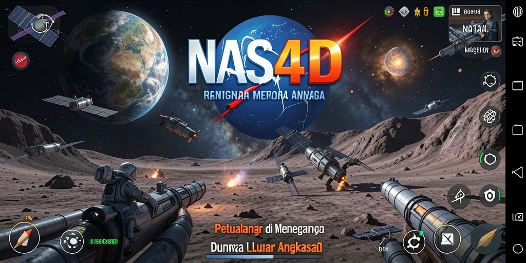 Tampilan gameplay <strong>NASA4D</strong> yang menegangkan di luar angkasa.