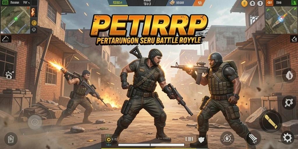Tangkap momen seru dalam gameplay PETIRRP, pertarungan mendebarkan di dunia Battle Royale.