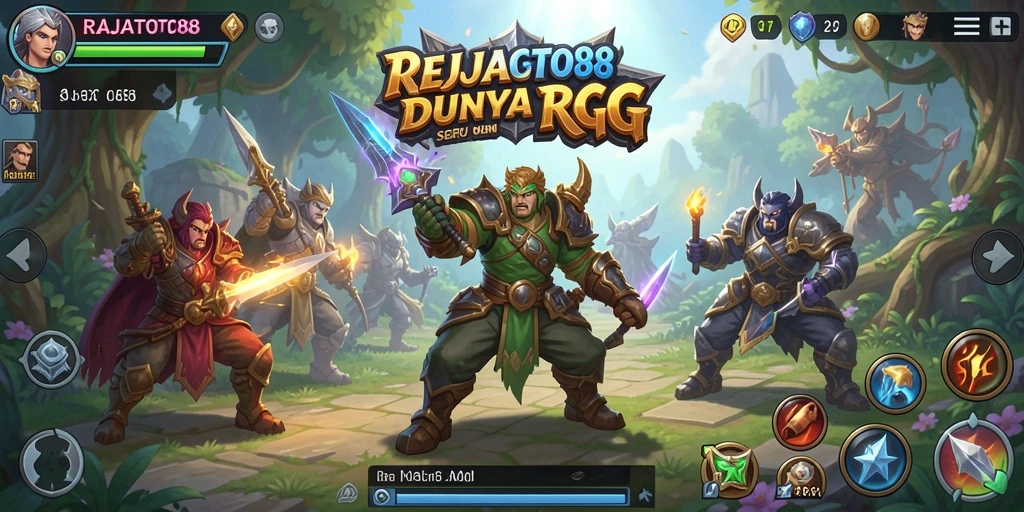 Screenshot utama RAJATOTO88 menampilkan karakter beraksi dalam pertarungan epik.