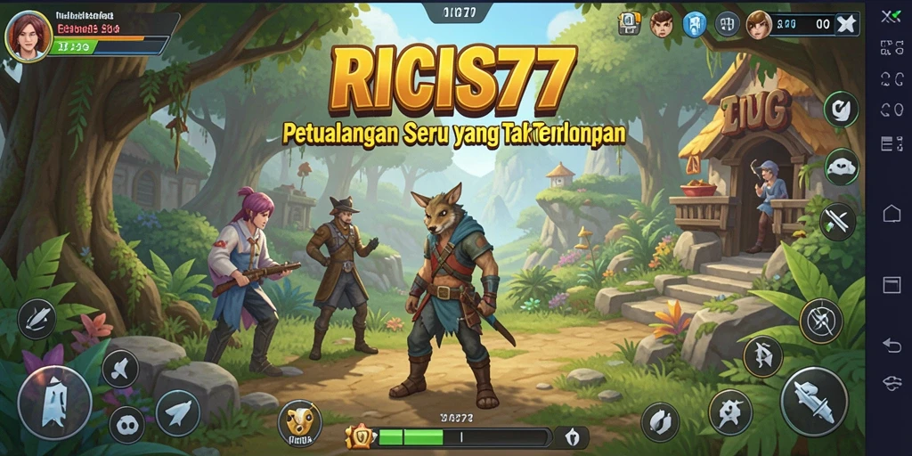 Screenshot utama menampilkan aksi menegangkan dalam gameplay RICIS77.