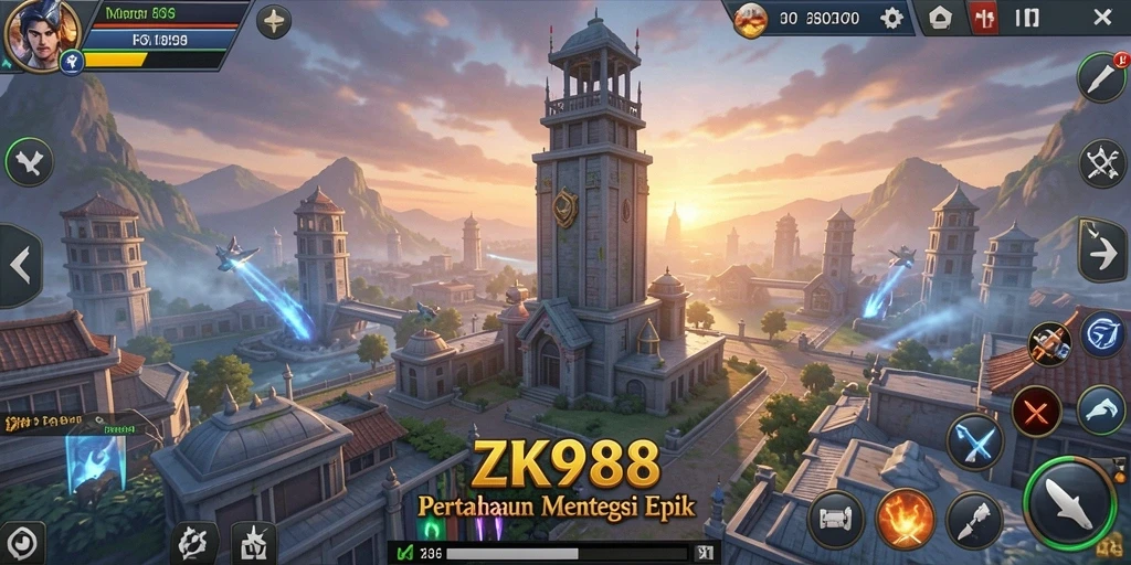 Tangkapan layar ZK988 menampilkan aksi menegangkan dalam gameplay Tower Defense.
